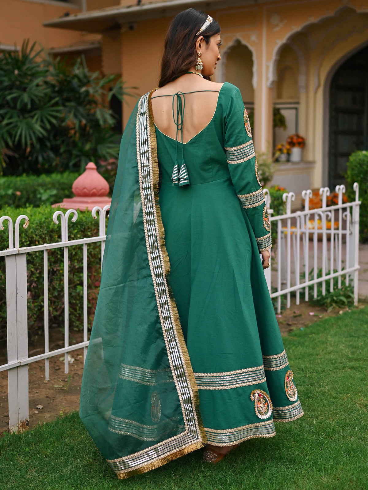 Green Paisley Gota Anarkali Set