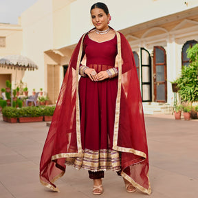 BURGANDY GEORGETTE ANARKALI SET