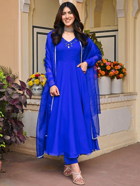 Eletric Blue Mirror Anarkali Set