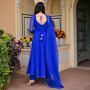 Eletric Blue Mirror Anarkali Set