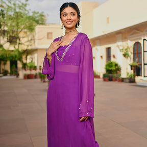 PURPLE GEORGETTE KAFTAN AND PALAZZO SET