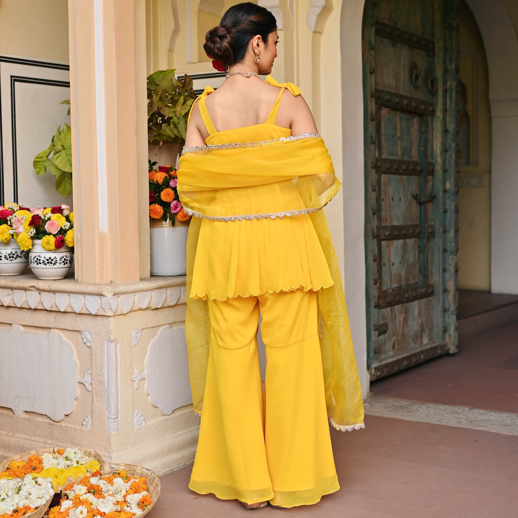 Yellow Mirror Sharara Set