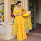 Yellow Mirror Sharara Set