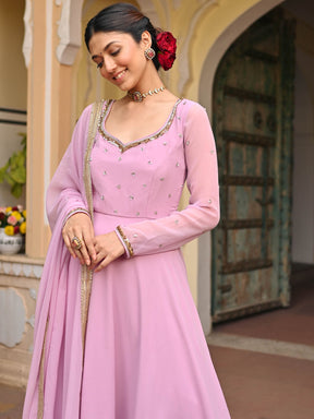 Lavender Handwork Georgette Anarkali Set