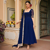 Blue Handwork Georgette Anarkali Set