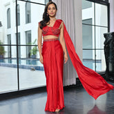 Crystal Couture Red Royalty Predrapped Saree