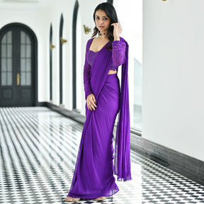 Noor Purple Predraped Saree