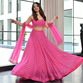 Meenakari Pink Lehenga Set