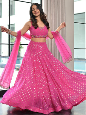 Meenakari Pink Lehenga Set