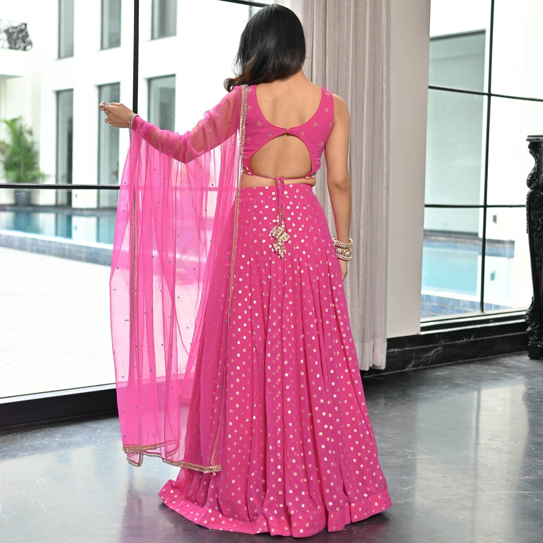 Meenakari Pink Lehenga Set