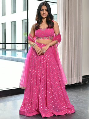 Meenakari Pink Lehenga Set