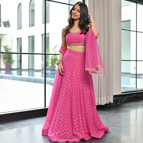 Meenakari Pink Lehenga Set