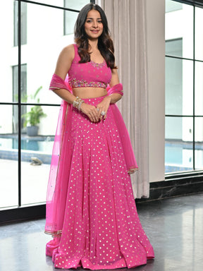 Meenakari Pink Lehenga Set