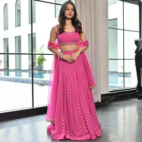 Meenakari Pink Lehenga Set