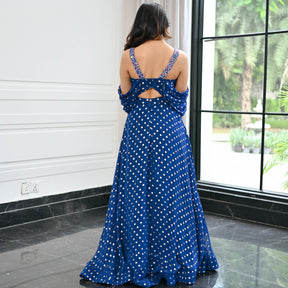 Meenakari Blue Long Gown