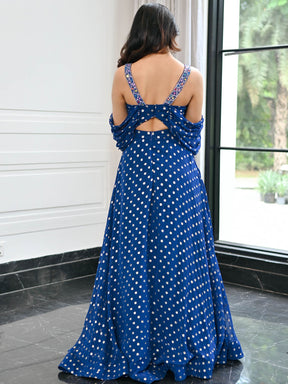 Meenakari Blue Long Gown