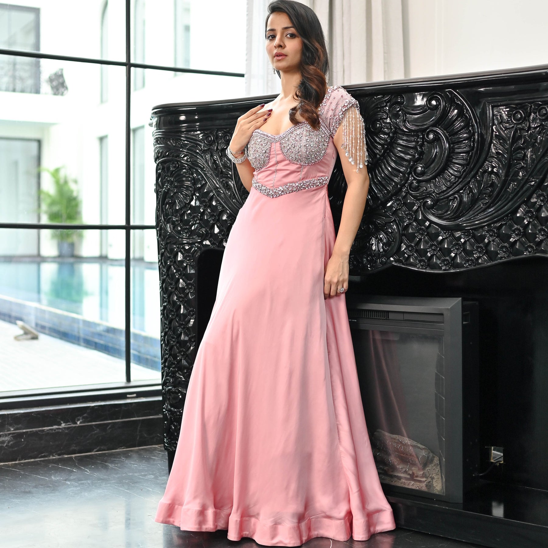 Crystal Couture Pink Long Ball Gown