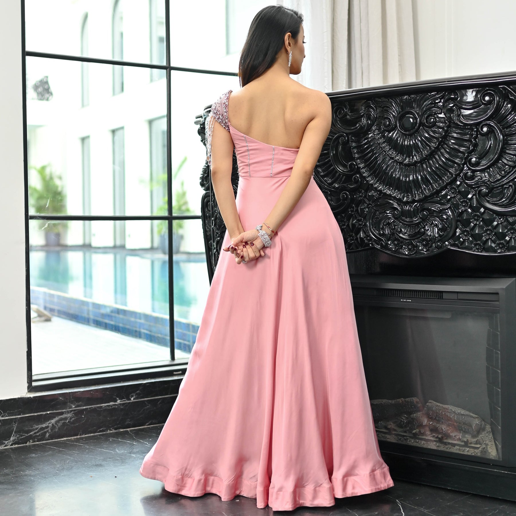 Crystal Couture Pink Long Ball Gown