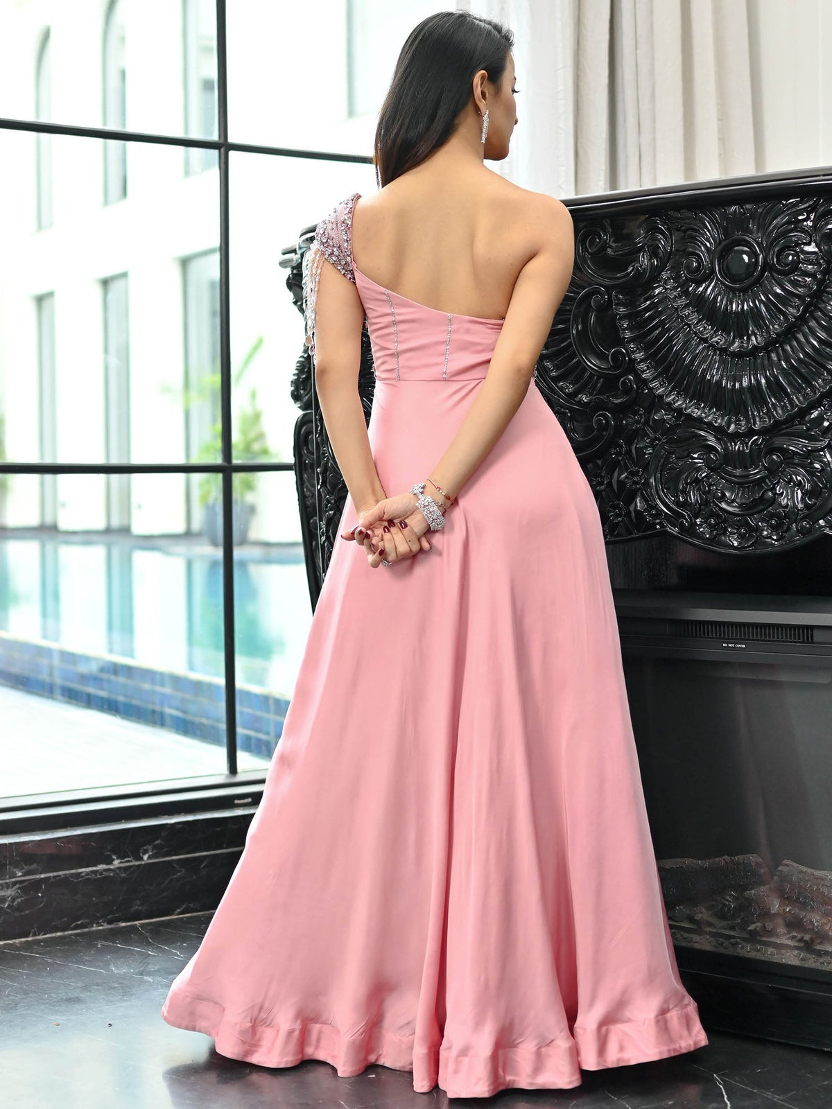 Crystal Couture Pink Long Ball Gown