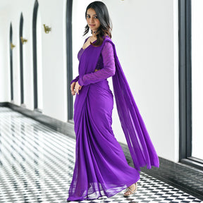 Noor Purple Predraped Saree