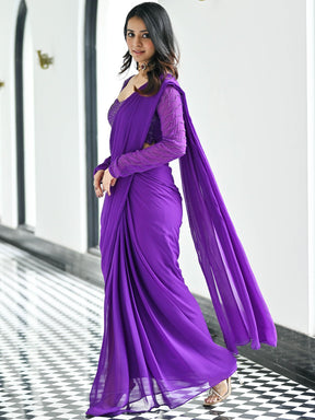 Noor Purple Predraped Saree