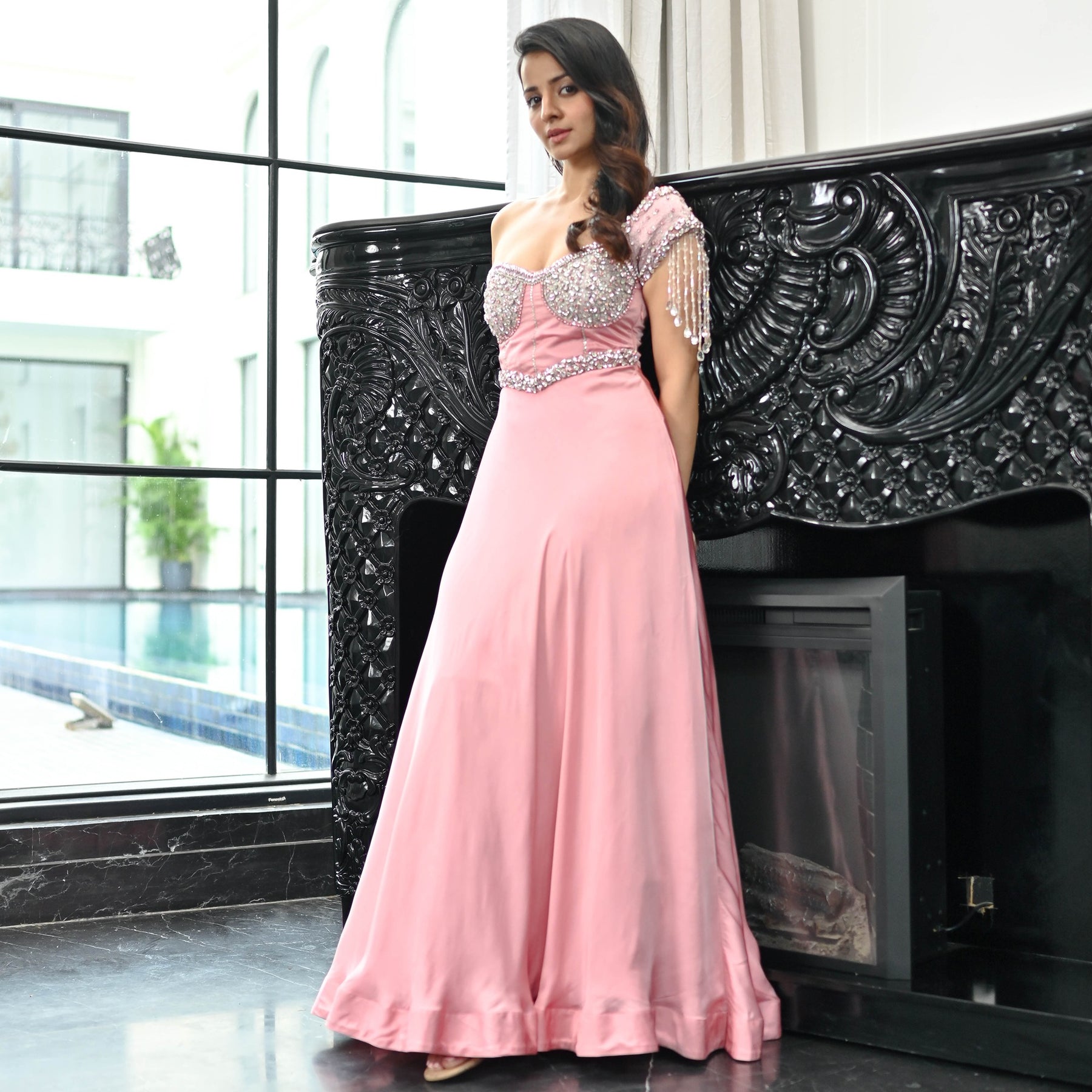 Crystal Couture Pink Long Ball Gown