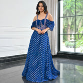 Meenakari Blue Long Gown