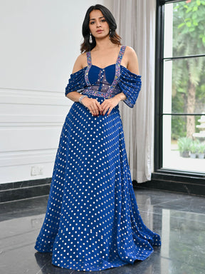 Meenakari Blue Long Gown