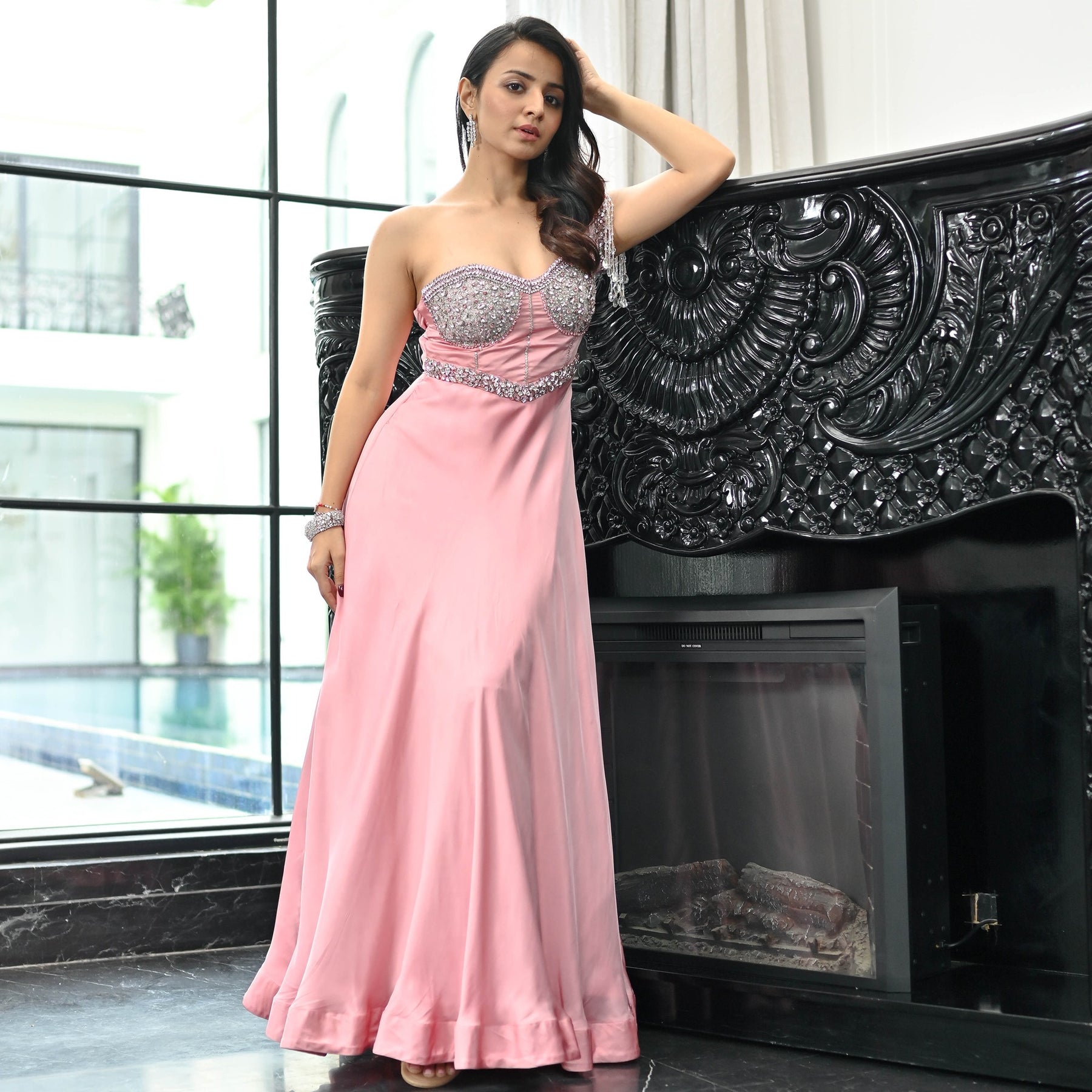 Crystal Couture Pink Long Ball Gown