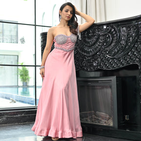 Crystal Couture Pink Long Ball Gown