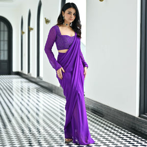 Noor Purple Predraped Saree