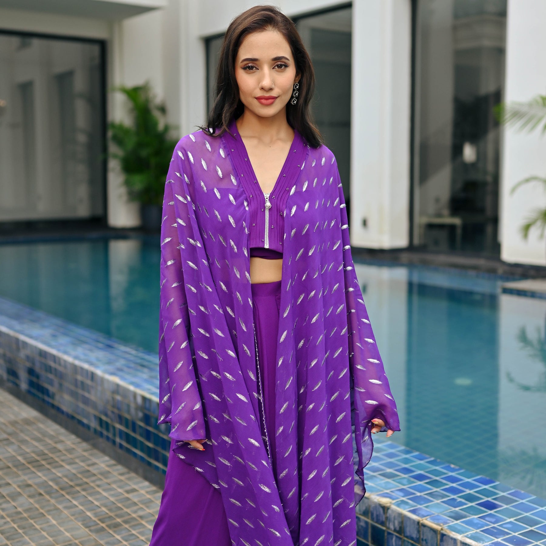 Chamkila Purple Drape Set