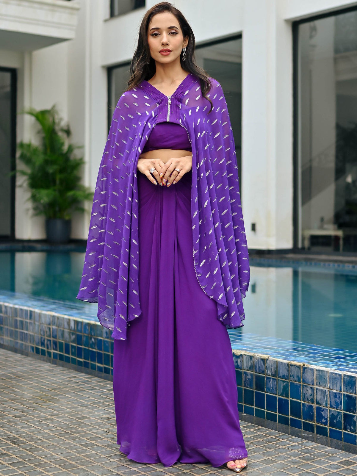 Chamkila Purple Drape Set