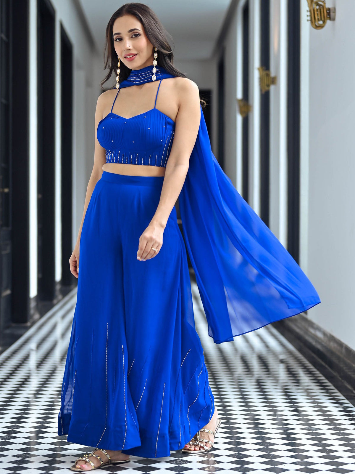 Noor Royal Blue Three Piece Set