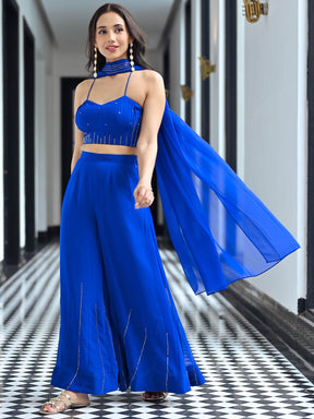 Noor Royal Blue Three Piece Set