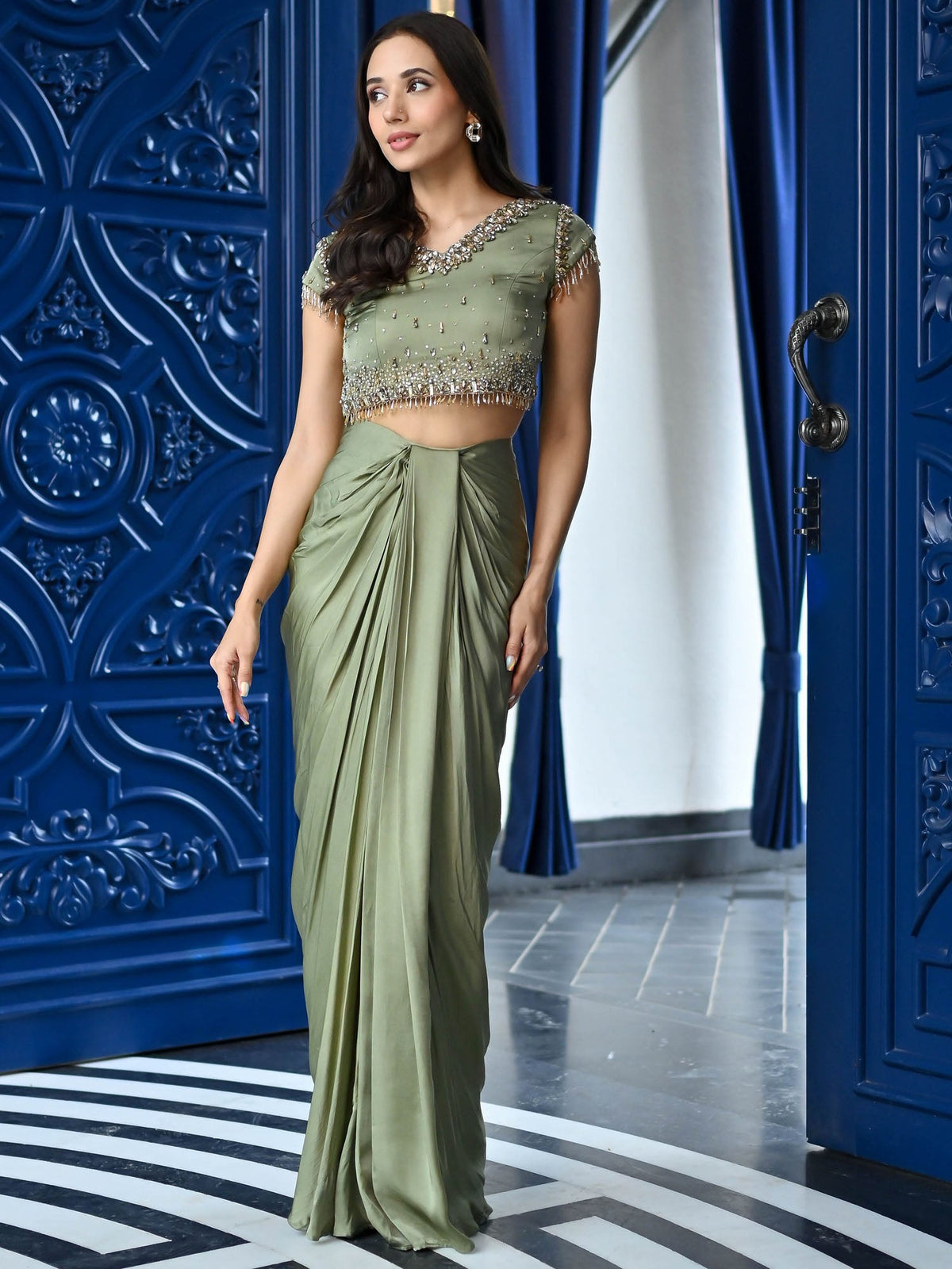 Crystal Couture Sage Green Drape Set