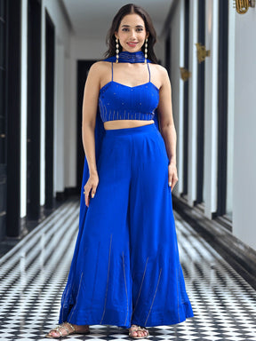 Noor Royal Blue Three Piece Set