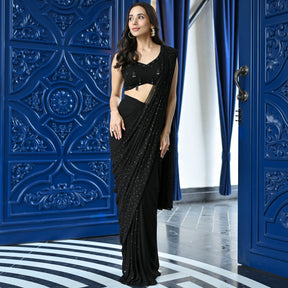 Jugnu Black Predraped Saree