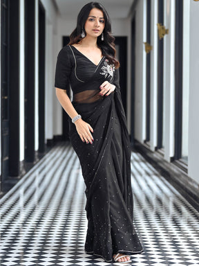 Maharani Black Chiffon Saree