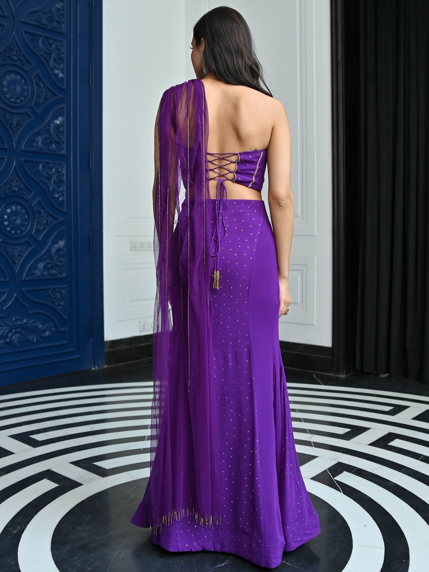 Jugnu Purple Drape Set