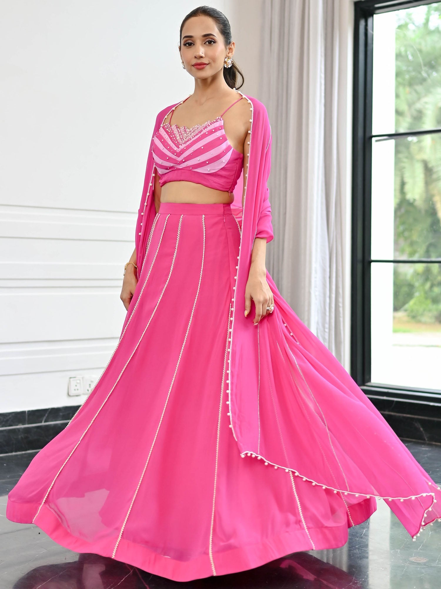 Noor Barbie Pink Lehenga Set