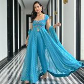 Meenakari Blue Anarkali Set