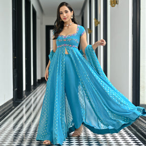 Meenakari Blue Anarkali Set