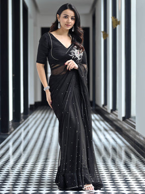 Maharani Black Chiffon Saree