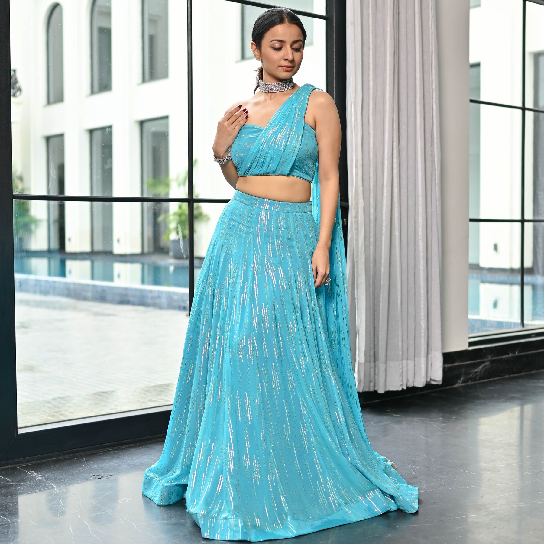 Chamkila Blue Lehenga Set