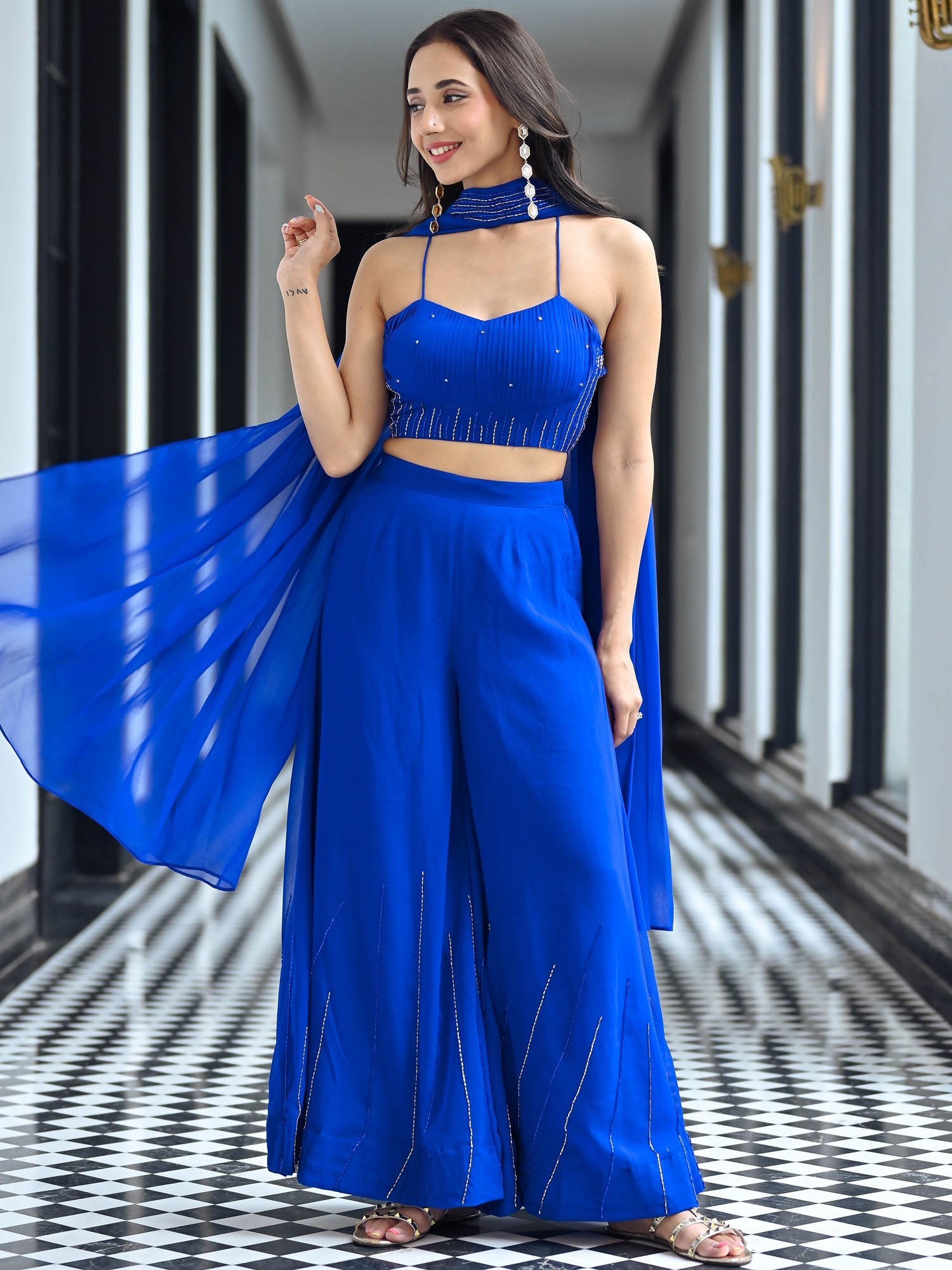 Noor Royal Blue Three Piece Set