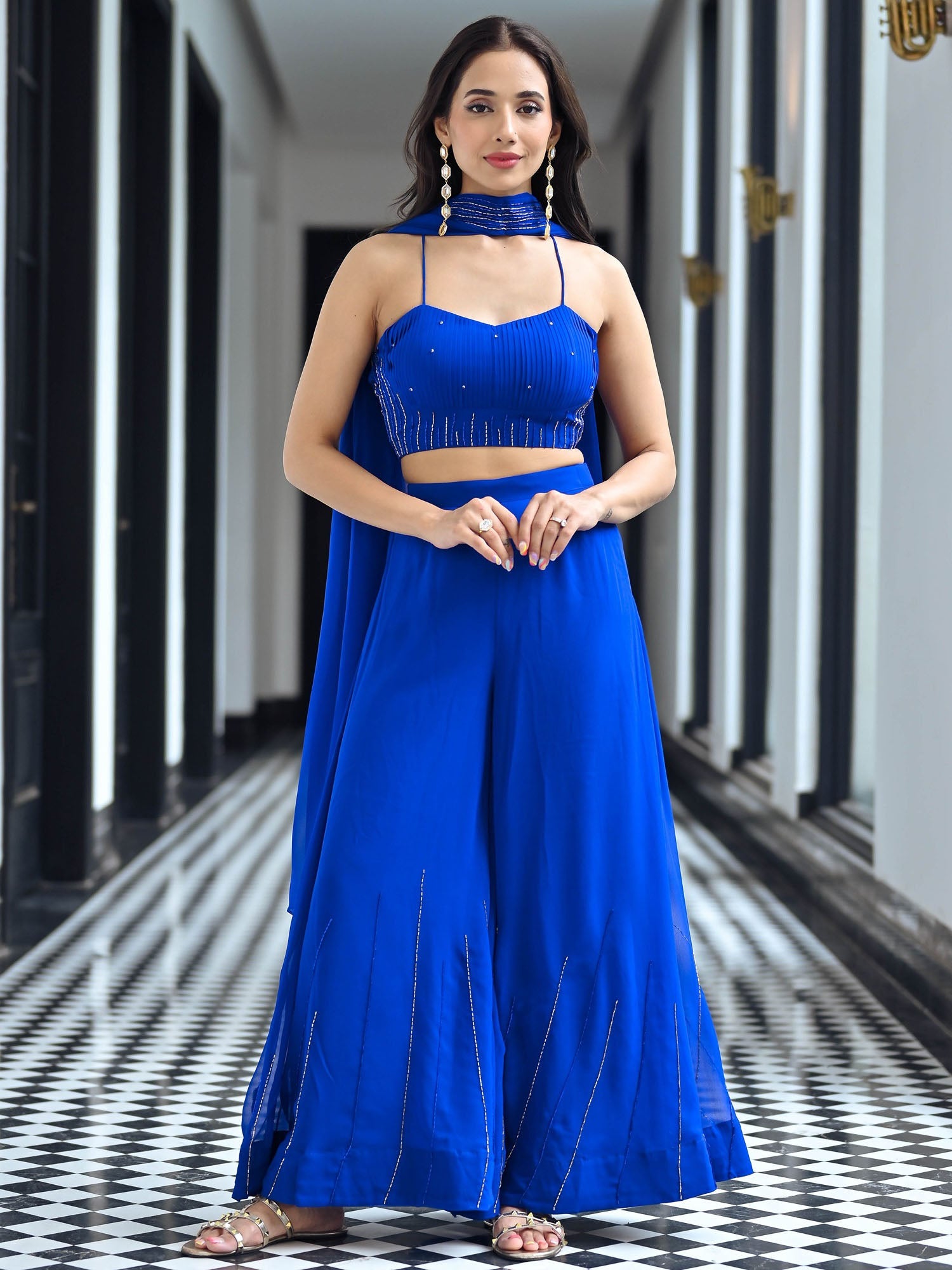 Noor Royal Blue Three Piece Set