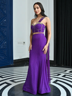 Jugnu Purple Drape Set