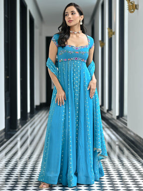 Meenakari Blue Anarkali Set