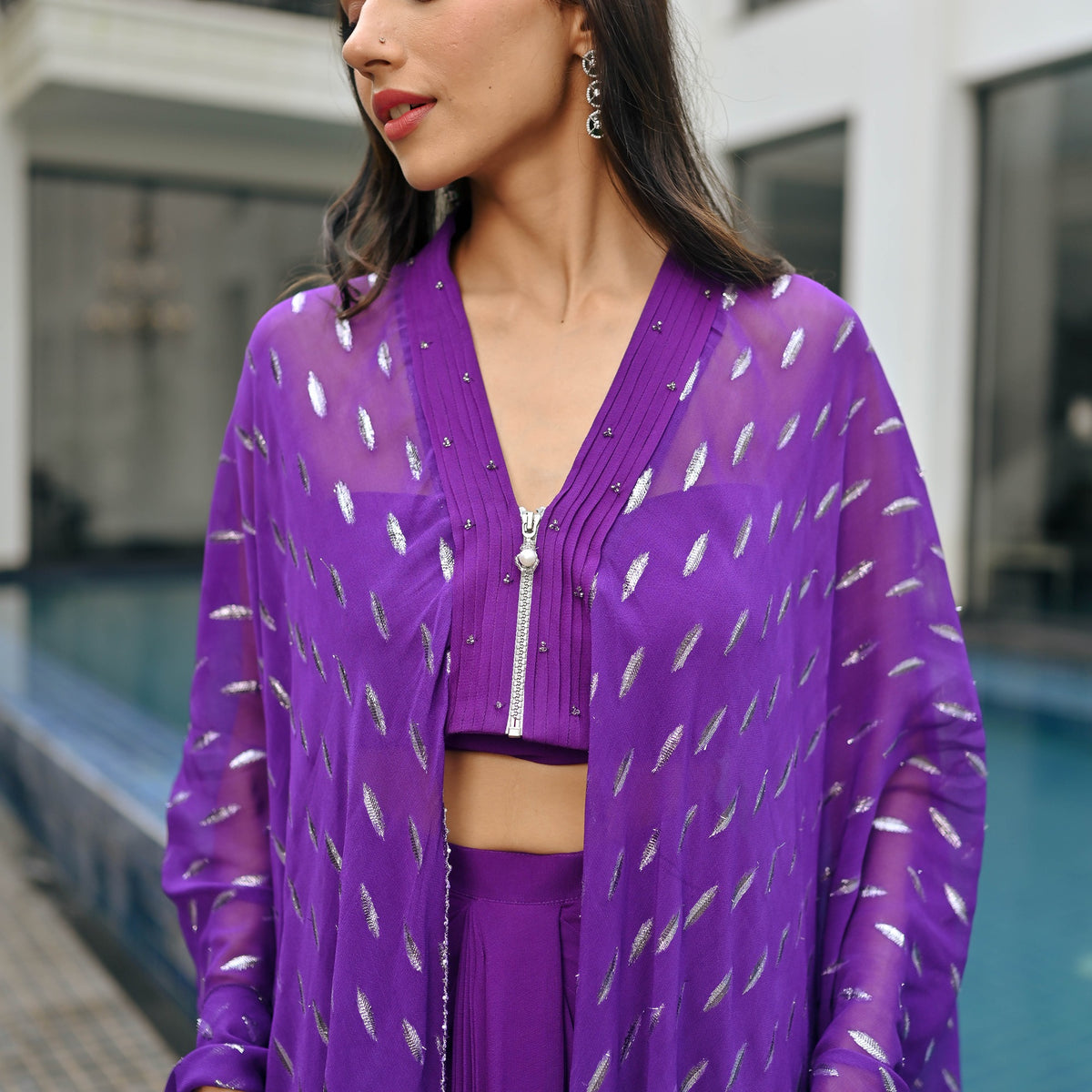 Chamkila Purple Drape Set